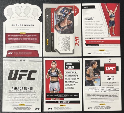 Amanda Nunes Lot 6 UFC Cards Chronicles Crown Royale & Illusions, Prizm & More - Afbeelding 4 van 6