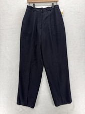 Vintage Talbots Pants Womens 12 Navy Wool Blend Pleated Dress Trousers 90s NWT