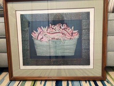 MARIO SANCHEZ signed/numbered serigraph ''Bucket of Fish.''