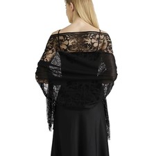 Lace Floral Shawls and Wraps for Women Style 1-black With Flower Pattern