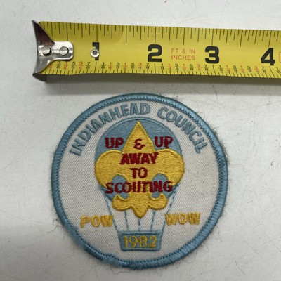 Vintage Boy Scout Indianhead Council Pow Wow 1982 Patch Up Up & Away Air Balloon