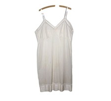 Vtg Plus Size Full Slip Lorraine 48 Tall XXL Ivory Nylon Silky 90s Lingerie