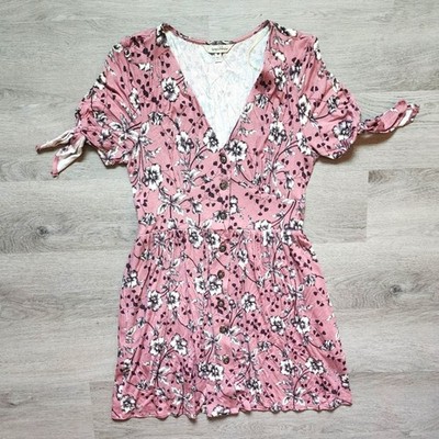 NWOT Speechless Junior's V-Neck Short Sleeve Floral Button Down Dress Medium M