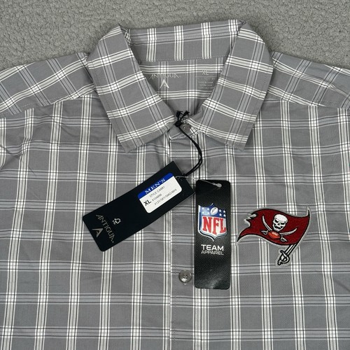 Tampa Bay Buccaneers Hemd Herren XL grau kariert Antigua NFL Football Knopfleiste Neu mit Etikett - Bild 4 von 11
