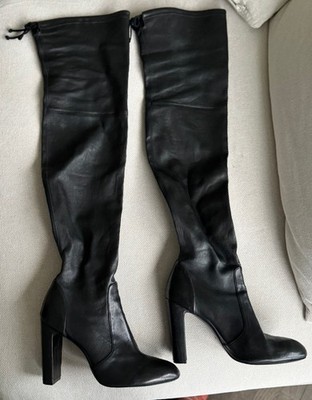Stuart Weitzman Vidaland Black leather Boots, Marked Size 11 but True Size 11.5