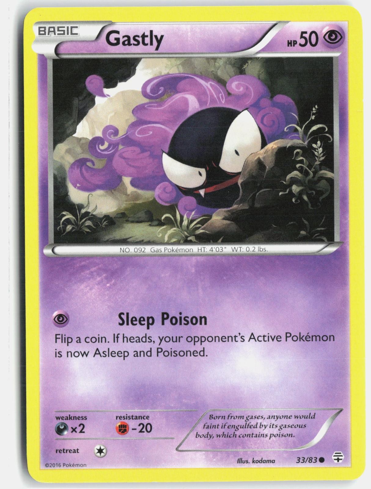Gastly 33/83 Common Generations Pokemon Lightly Played
