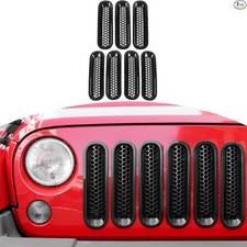 Grille Inserts Trim Cover Mesh Black for Wrangler JK 2007-2017 Black Exterior A