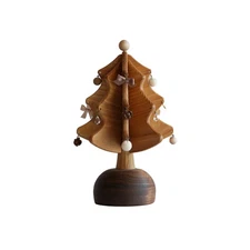 Oak Village Wooden Music Box Tree Petit We Wish You A Merry Christmas Japan New