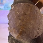 Gray Carved Crystal Figurine w/ Quartz Geode Sphere, approx 7 in — photo 7