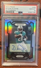 PSA 10 Gem 2023 Panini Prizm #365 Devon Achane Silver Auto RC Dolphins Rookie SP