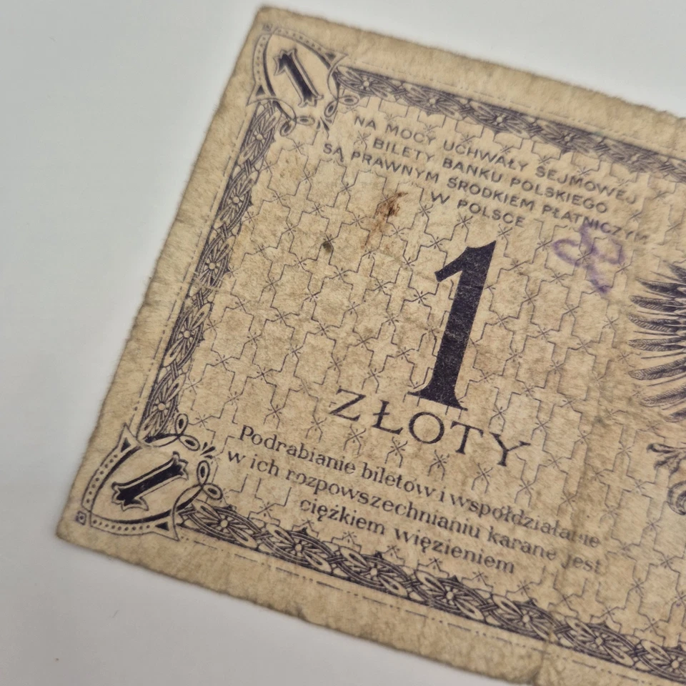 Billete Polonia 1 Zloty Jeden Zl 1919 Foto 3 de 4