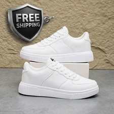 Mens Womens White Leather Sneakers CasualShoes Breathable Outdoor Tennis Walking