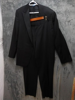 Ermenegildo Zegna Suit Mens 54 Black Wool Cupro 2 Piece Peak Lapel Made In USA