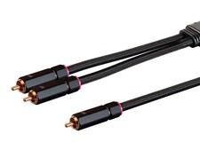 Monoprice RCA to 2 RCA Pigtail Cable - 6ft - Black, M/M, Gold Plated Connectors