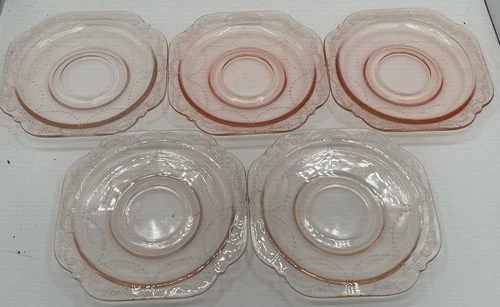 Vintage Federal Madrid Pink Depression 6" Bread/Dessert Plates Set of 5, 1968