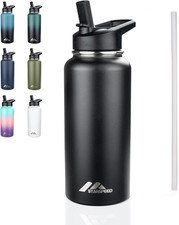 32Oz Insulated Water Bottle with Straw Lid,Black