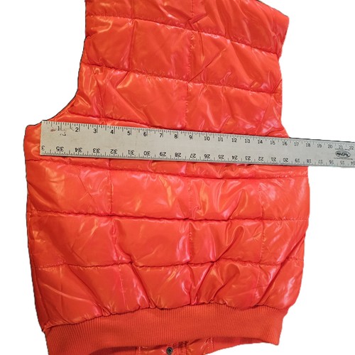 Damen Fellbesatz Kapuze Puffer Weste Vivid Orange Gr. M Y2K 90er Retro Outdoor - Bild 10 von 11
