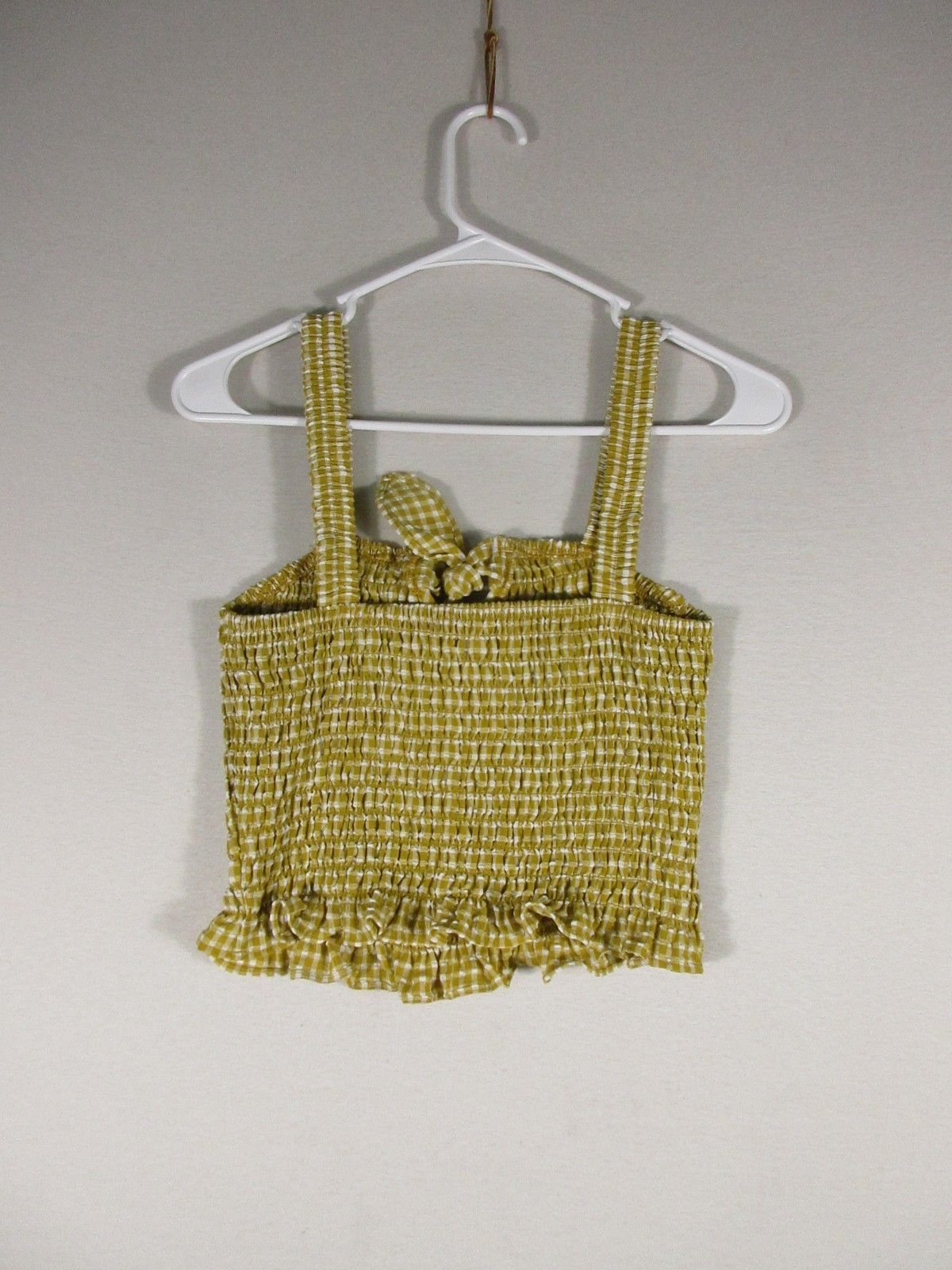 Sienna Sky Womens Square Neck Sleeveless Crop Top Plaid Print Size XS Yellow