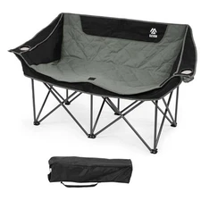  Double Camping Chair, 2 Person Oversized Loveseat for Adults, Portable Grey