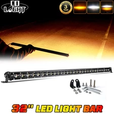 32" Dual Color Strobe Slim LED LIGHT BAR Spot Flood Combo Offroad Truck SUV 30''