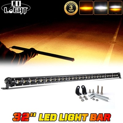 32'' Dual Color Strobe Slim LED LIGHT BAR Spot Flood Combo Offroad Truck SUV 30''