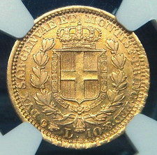 REGNO SARDEGNA CARLO ALBERTO 10 LIRE 1833 ORO TORINO OTTIMO AU 55 NGC MOLTO RARO