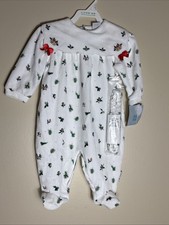NWT Little Me Girls 6Months Plaid Christmas Sleeper with Bows and Headband