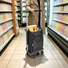 Shopping Trolley 40L Wide Handle Wheeled Grocery Trolley Shopping Cart NEW