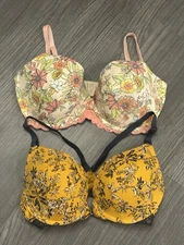Adore Me Set Of 2 Floral Bras Size 32 DDD