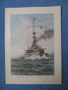 1899 Spanish American War Print - U.S. Battleship "Indiana" - FRAME FOR A GIFT