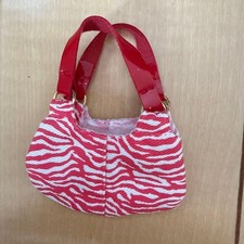 Zebra-patterned small bag, red and white, miniature, for Licca-chan