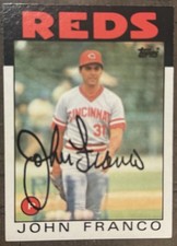 1986 TOPPS JOHN FRANCO CINCINNATI REDS SIGNED CARD #54