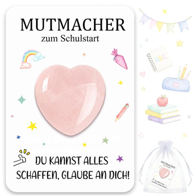 Einschulung Glücksstein Rosa für Kinder Mädchen 2026   TUZELIYA Mutstein