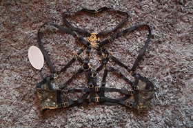 Bordelle Selene Ouvert Open Bra black gold star embroidery NWT S Small