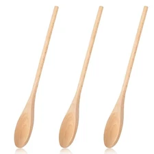 PCS Wooden Spoons for Cooking, 12 Inch Long Handle Made of Natural Beechwood, 3