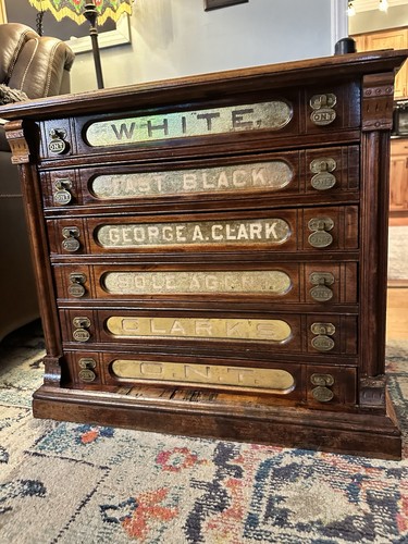 Antique 6 Drawer Clark’s ONT Wooden General Store Cabinet