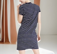 Madewell Shirt Dress Women M Tina Striped Short Sleeve Nightfall Sand Dune NWT