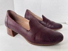 Dansko Preston Plum Wine Burnished Nubuck Block Heel Loafers Slip On Shoes 38