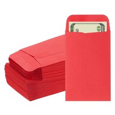 Geldumschlag f&uuml;r 100 Stk, 3,5" x 2,2" f&uuml;r Schecks M&uuml;nzen, rot