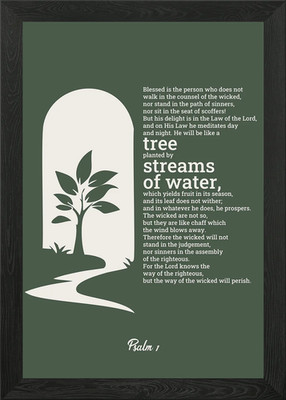 Psalm 1 Tree and Stream Framed Wall Art Poster Canvas Print Picture