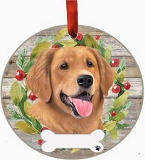 Golden Retriever Ornament - E S Pets, DIY Personalizable, Ceramic Round Ornament