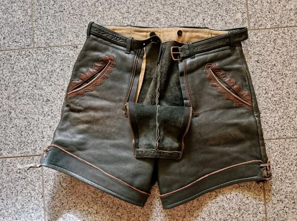 Kurze Lederhose Krachlederne Glattlederhose Bergfreund 46 - Bild 2 von 4