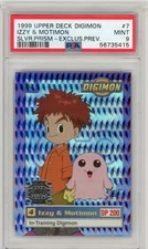 1999 Upper Deck Digimon Silver Prism Exclusive Preview #Izzy & Motimon PSA 9
