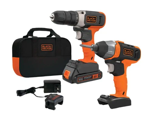 BLACK+DECKER 20 voltios L-Ion inalámbrico taladro/destornillador de impacto kit combinado - BD2KITCDIBC-