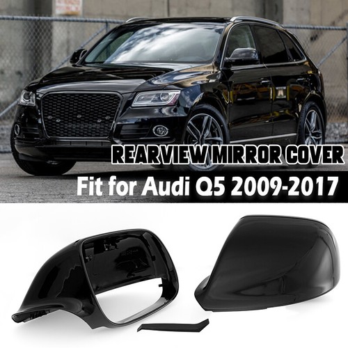 For Audi Q5 SQ5 Q7 09-15 Mirror Cover Cap w/o Side Assist Replace Gloss Black - Picture 2 of 13