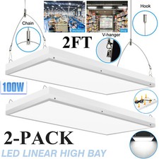 LED High Bay Shop Light - 2Ft Linear High Bay Lighting Commercial Hanging Lights