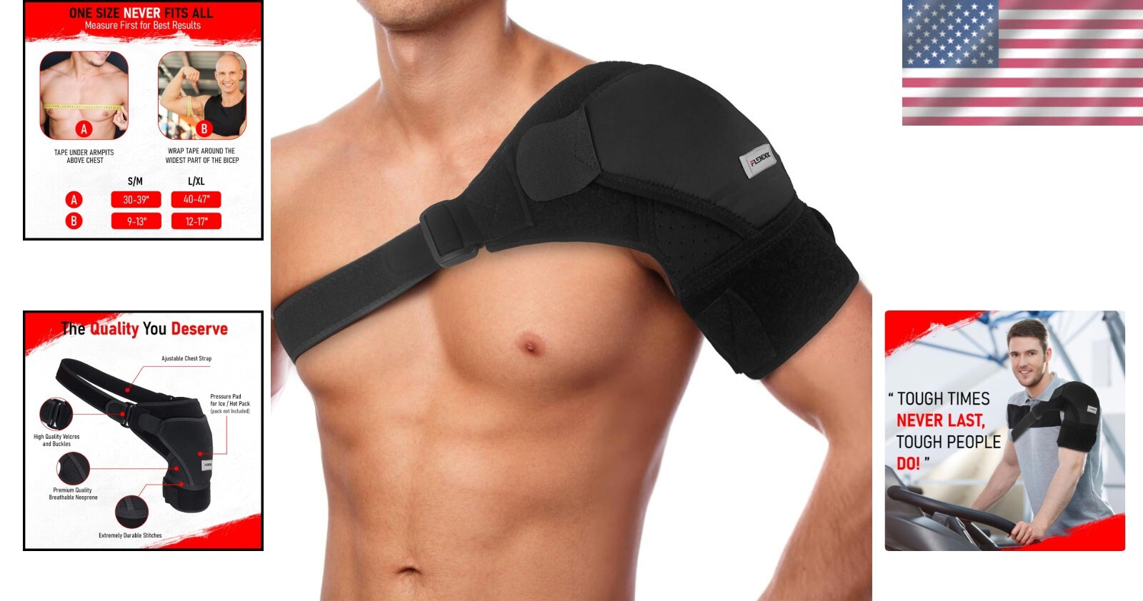 Adjustable Shoulder Support Brace for Men & Women - Pain Relief for Rotator Cuff