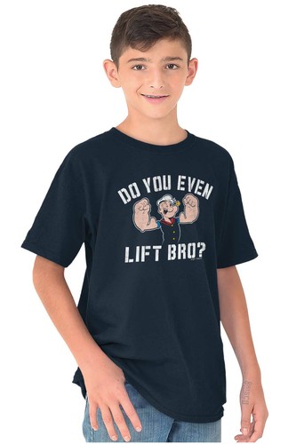Do You Even Lift Gym Workout Popeye Funny Youth Crewneck T Shirts Boy or Girl - Picture 6 of 7