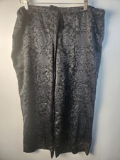 Natori Sleepwear Pants Women's M Black / Gray Floral Print Wide Leg Drawstring