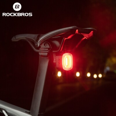 #ad ROCKBROS Rear Bike Light Smart Brake Alert Saddle light Cycling Tail Flashlight $13.99